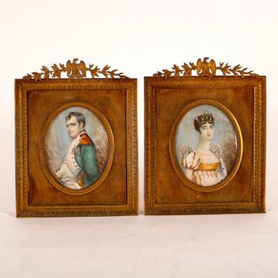 Appraisal: Berger Portrait miniatures of Napoleon and Josephine cm x cm