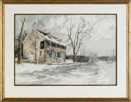 Appraisal: James Ross American - watercolor of a winter landscape depicting