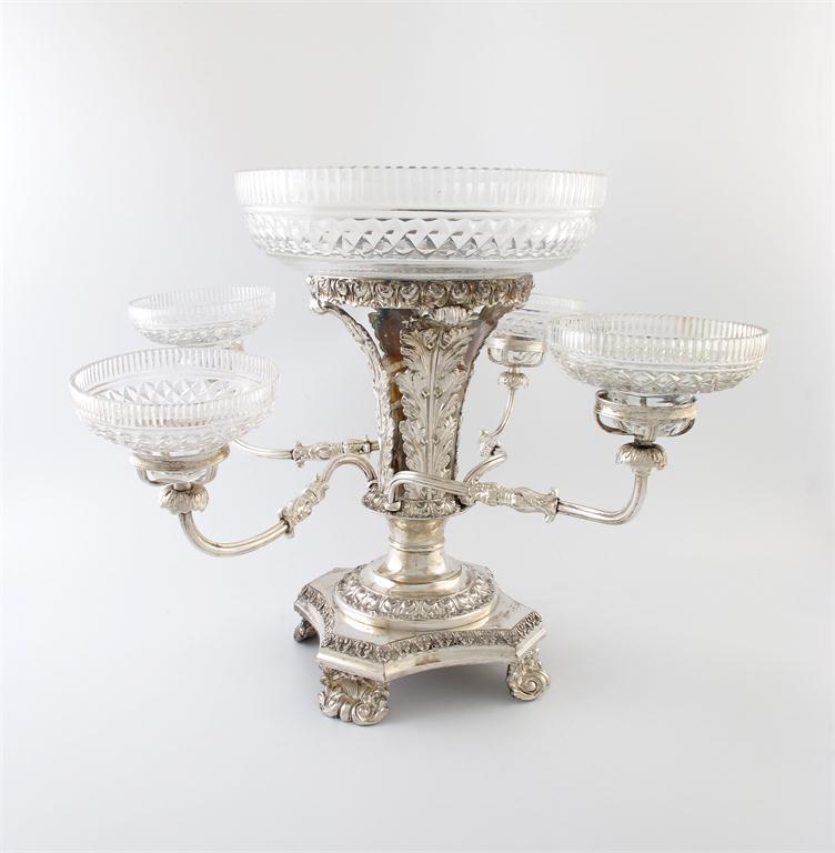 Appraisal: An early th century old Sheffield plated epergne