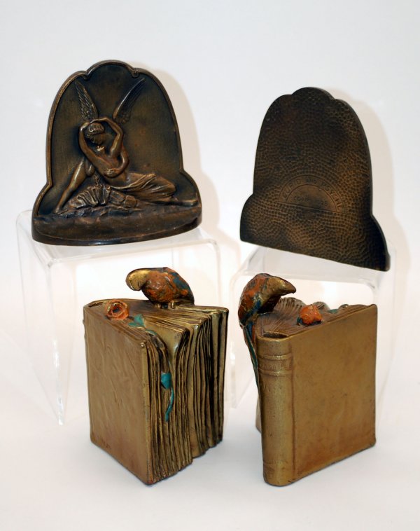 Appraisal: Two pairs of cast bookends one pair bronze clad depicting