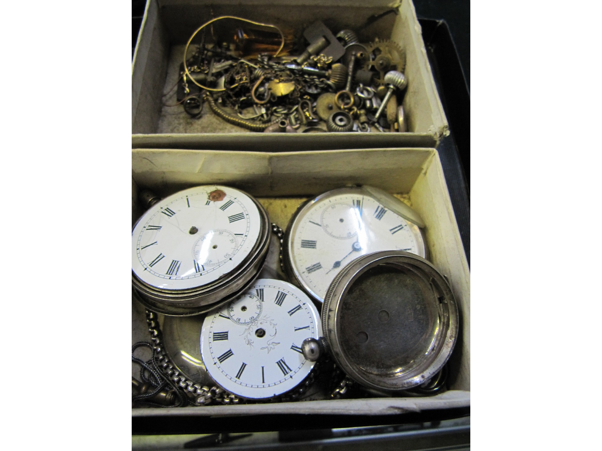 Appraisal: A small box of pocket watch cases and parts