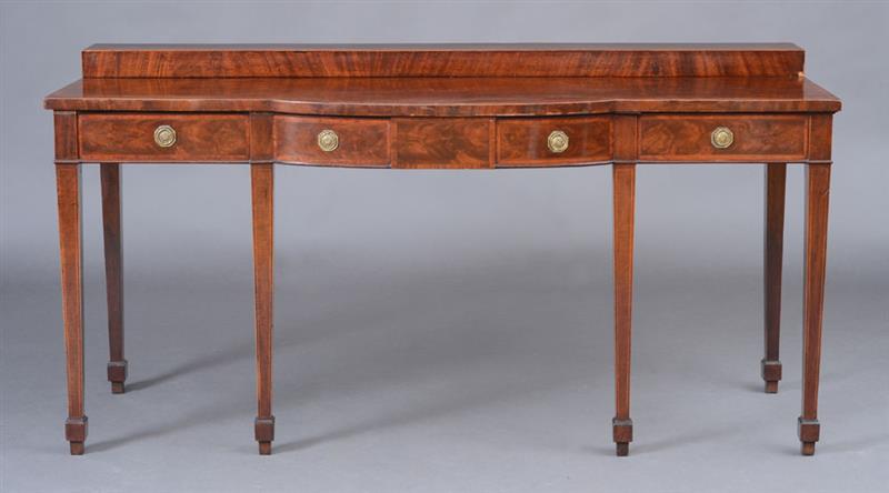 Appraisal: George III Mahogany Inlaid Serving Table With a rectangular superstructure