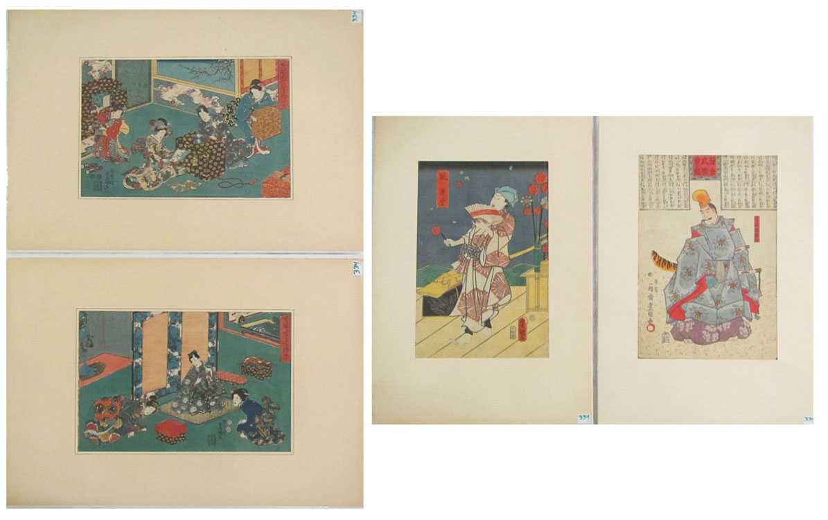 Appraisal: TOYOKUNI III FOUR WOODCUTS Japan - Two interior scenes and