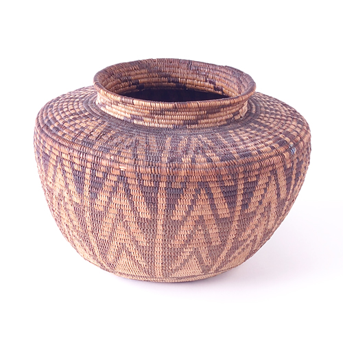 Appraisal: SOUTHWEST AMERICAN INDIAN Basket in a chevron pattern of browns