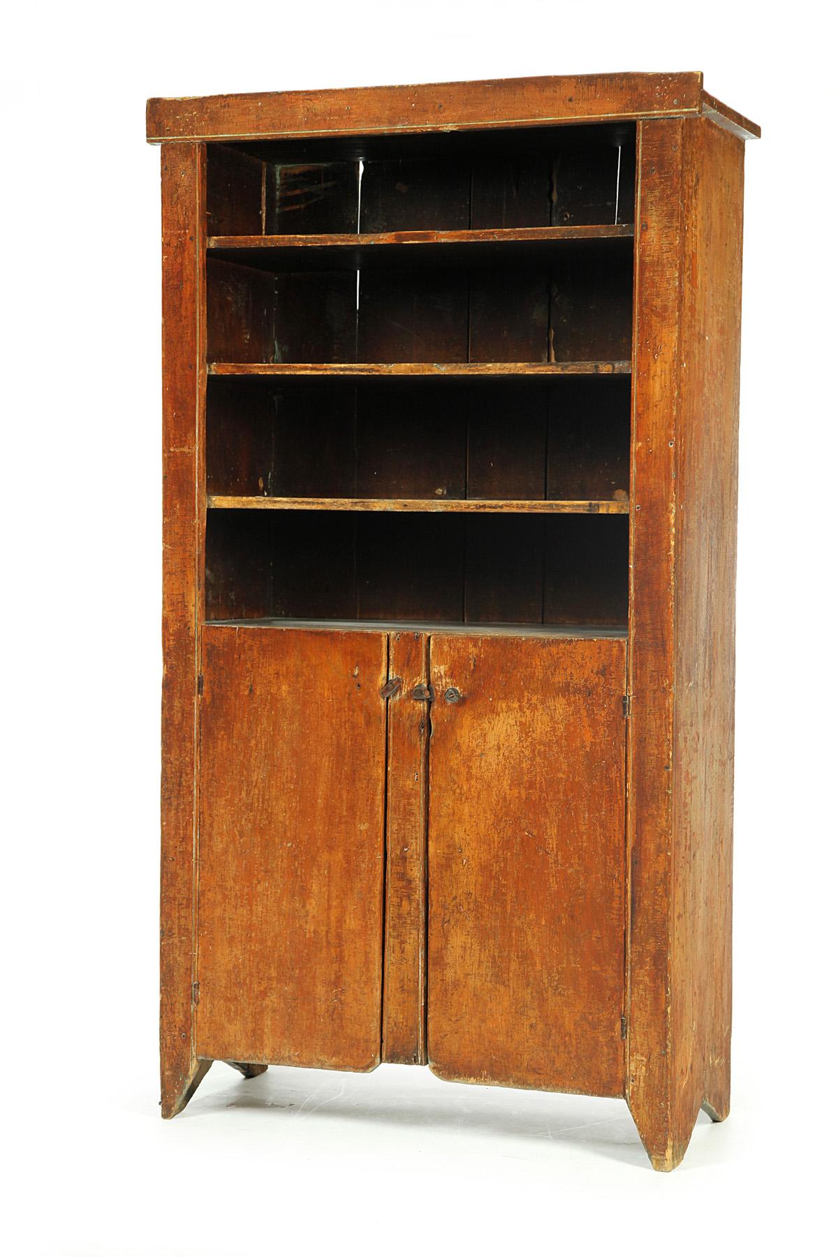 Appraisal: AMERICAN PAINTED CUPBOARD Early th century pine One piece with