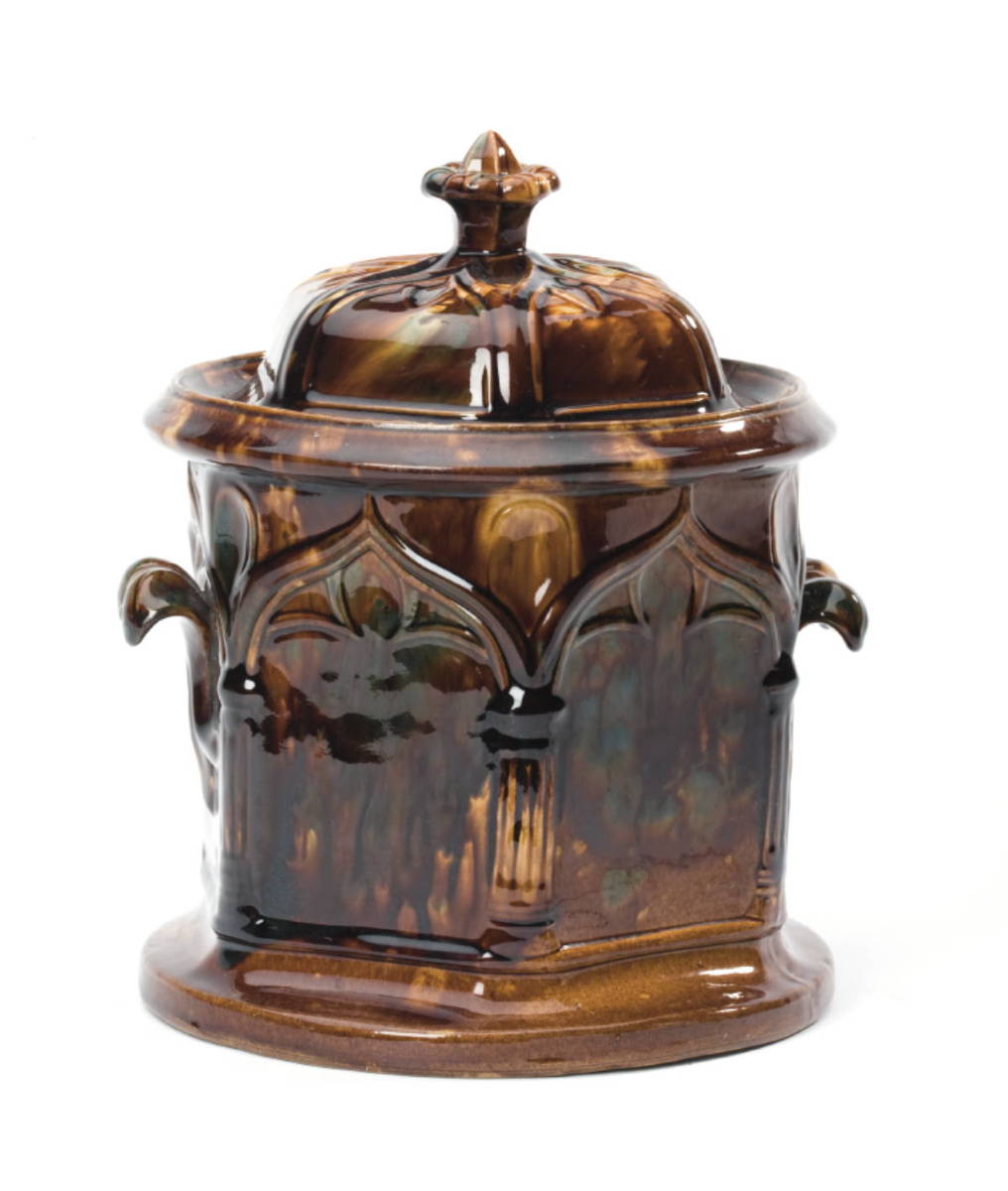 Appraisal: BENNINGTON FLINT ENAMEL STORAGE OR TOBACCO JAR CIRCA - Of