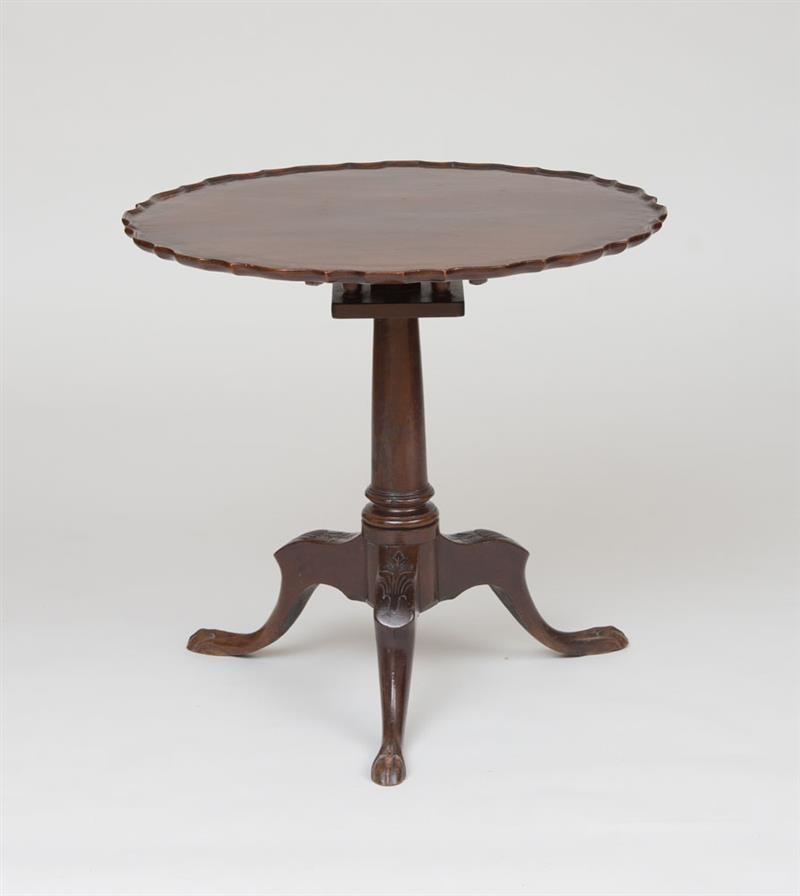 Appraisal: GEORGE III CARVED MAHOGANY PIE CRUST TABLE x in diam