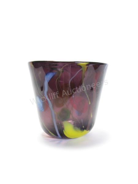 Appraisal: A contemporary blown art glass vase with purple glass with