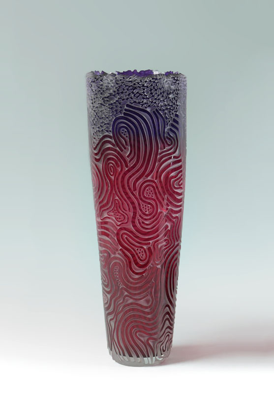 Appraisal: DEBRA MAY TALL ART GLASS VASE STAND Purple graduating to