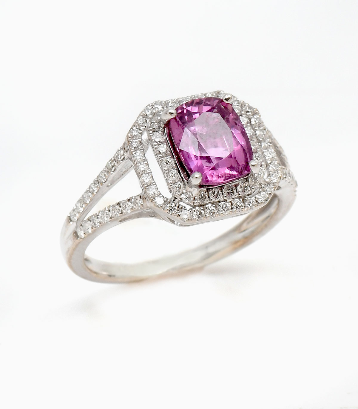 Appraisal: K PINK SAPPHIRE DIAMOND RING K white gold CT gorgeous