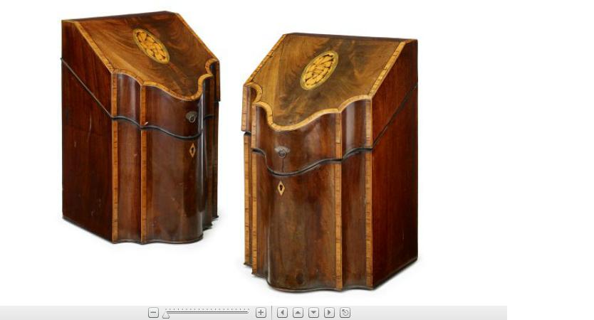 Appraisal: Pair of George III mahogany and satinwood banded knife boxescirca