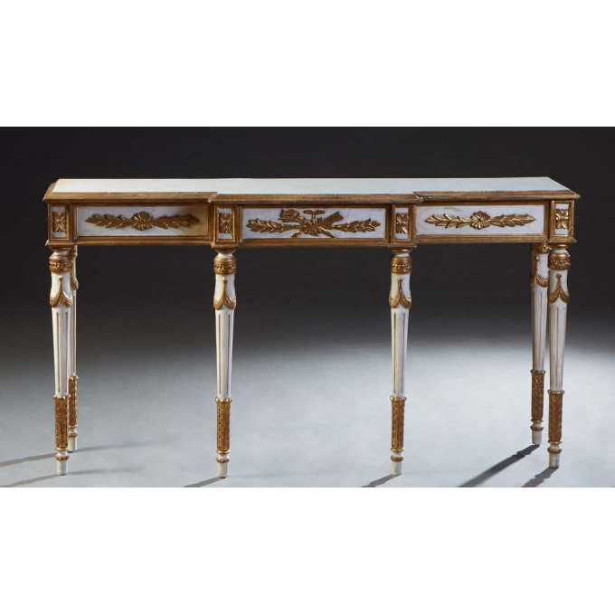 Appraisal: Italian Gilt and Polychromed Console Table th c the gilt