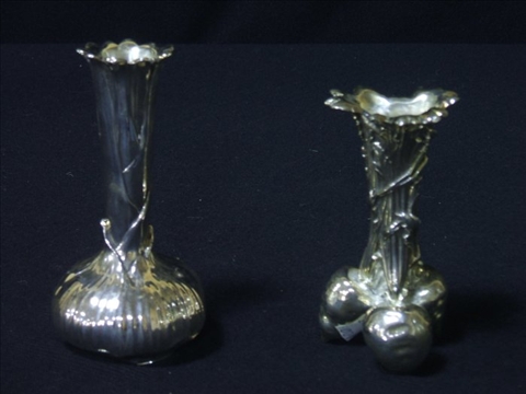 Appraisal: FOUR CHRISTOLFLE PLATED SMALL VASES th century including a pair