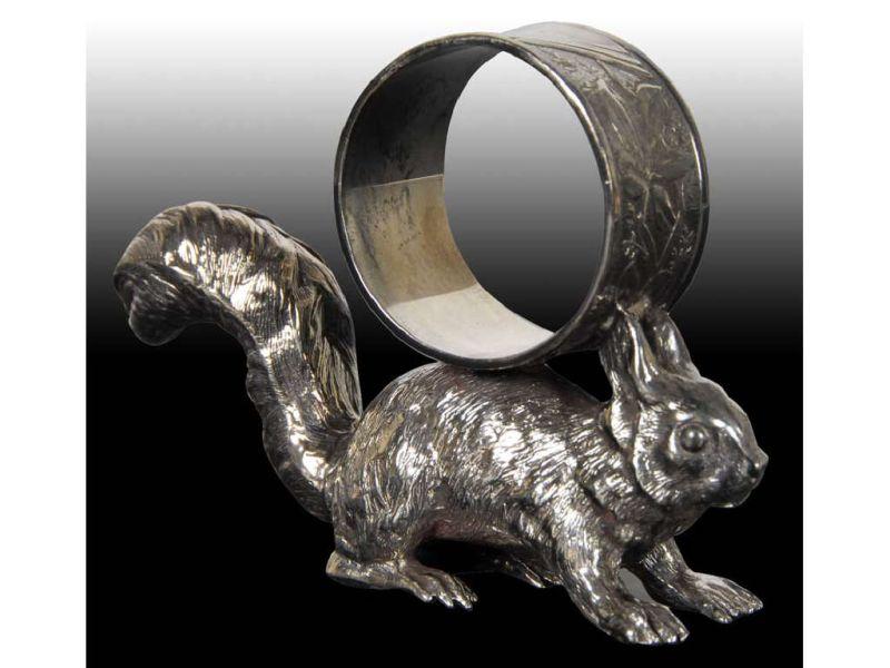 Appraisal: Squirrel Balancing Figural Napkin Ring On Back Description No manufacturer's