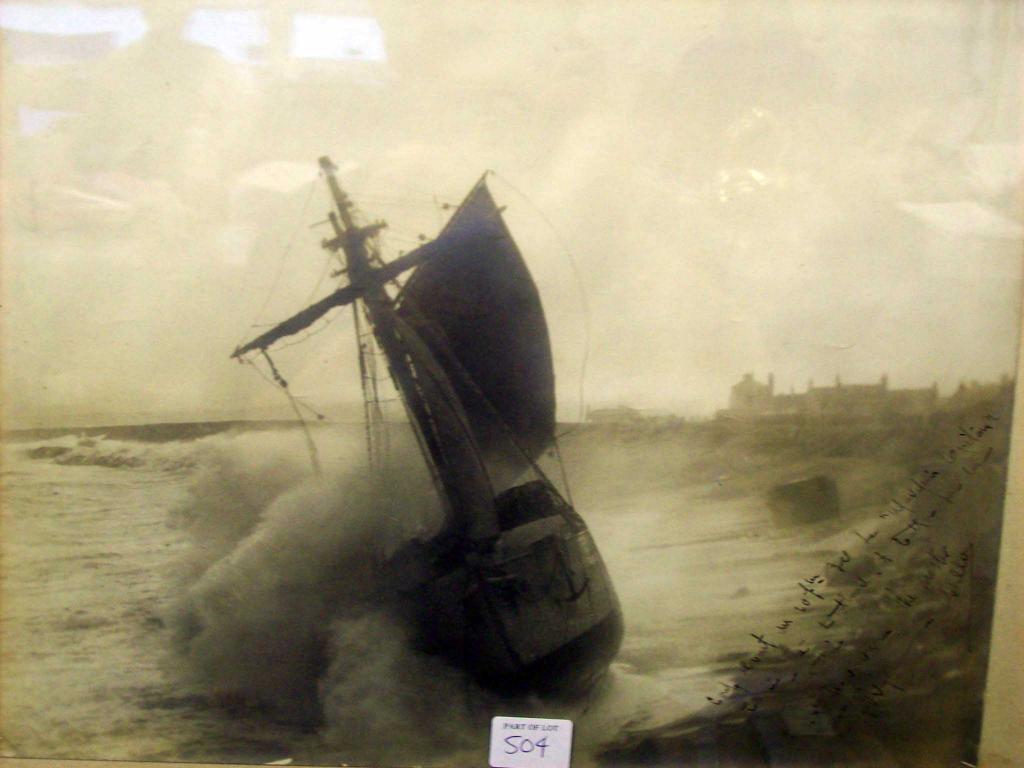 Appraisal: A collection of framed photographs of ship wrecks on Chesil