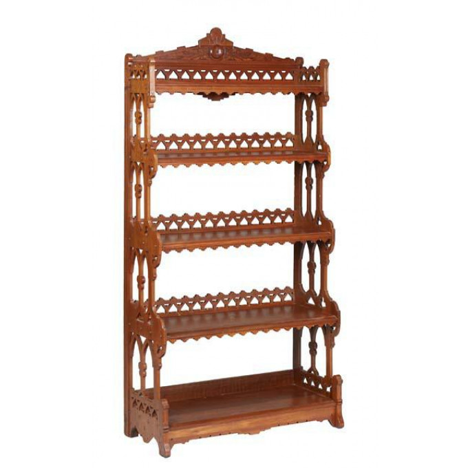 Appraisal: American Eastlake Carved Walnut Open Bookcase the arched incised crest