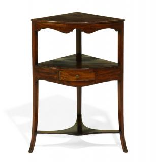 Appraisal: A SHERATON MAHOGANY CORNER WASH STAND A SHERATON MAHOGANY CORNER