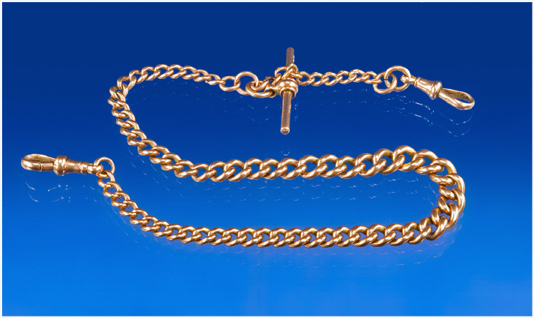 Appraisal: Victorian Rose Gold Albert Chain all links stamped inches in