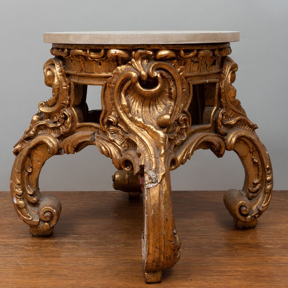 Appraisal: Italian Rococo Style Giltwood Base Fitted with a painted wood