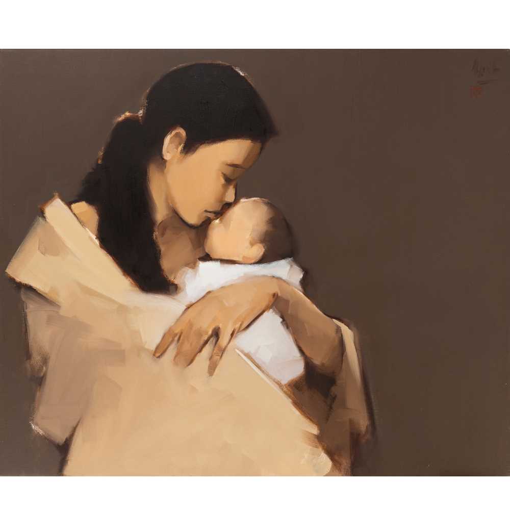 Appraisal: NGUYEN THANH BINH VIETNAMESE - MOTHER AND BABY Oil on