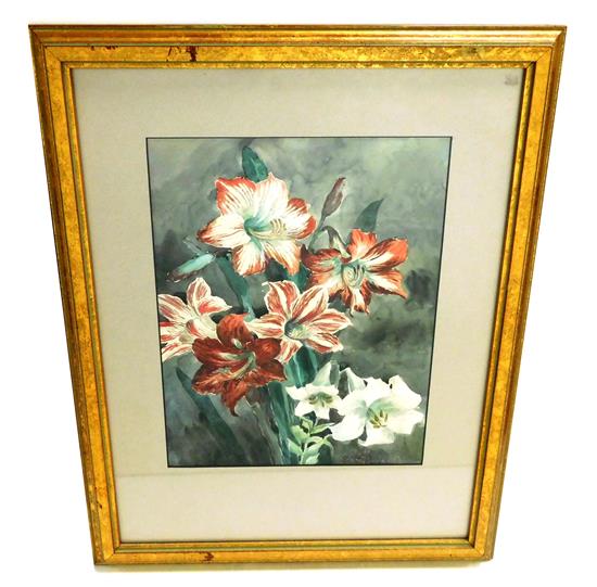 Appraisal: Caroline C Schenck American th C Bermuda Lilies c watercolor