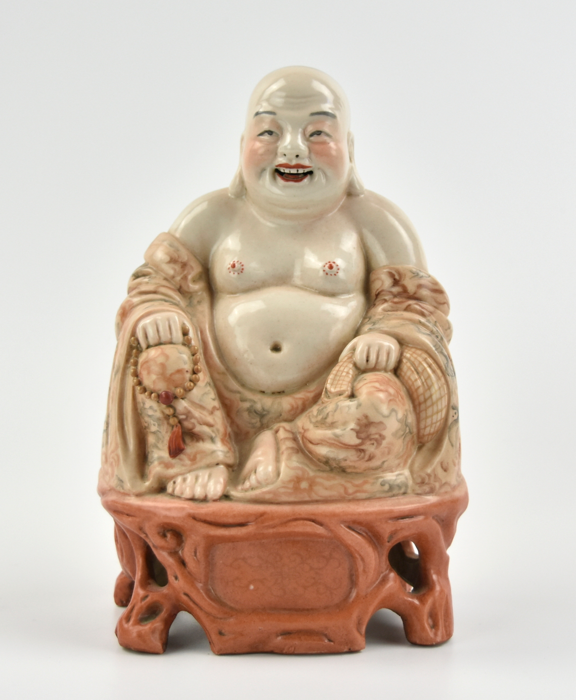 Appraisal: Chinese a serene and smiling Buddha figure seated with a