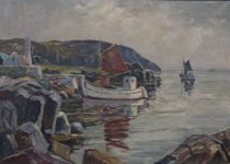 Appraisal: Einar Gross Danish - Bornholm Island Oil on canvas framed