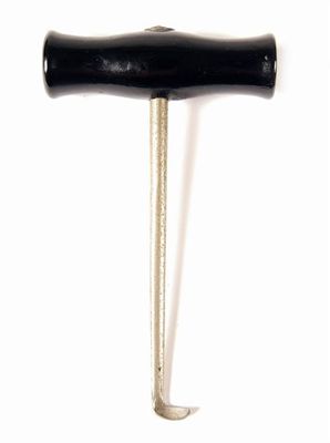 Appraisal: An American 'Greely' nickel plated cork hook with a lacquered