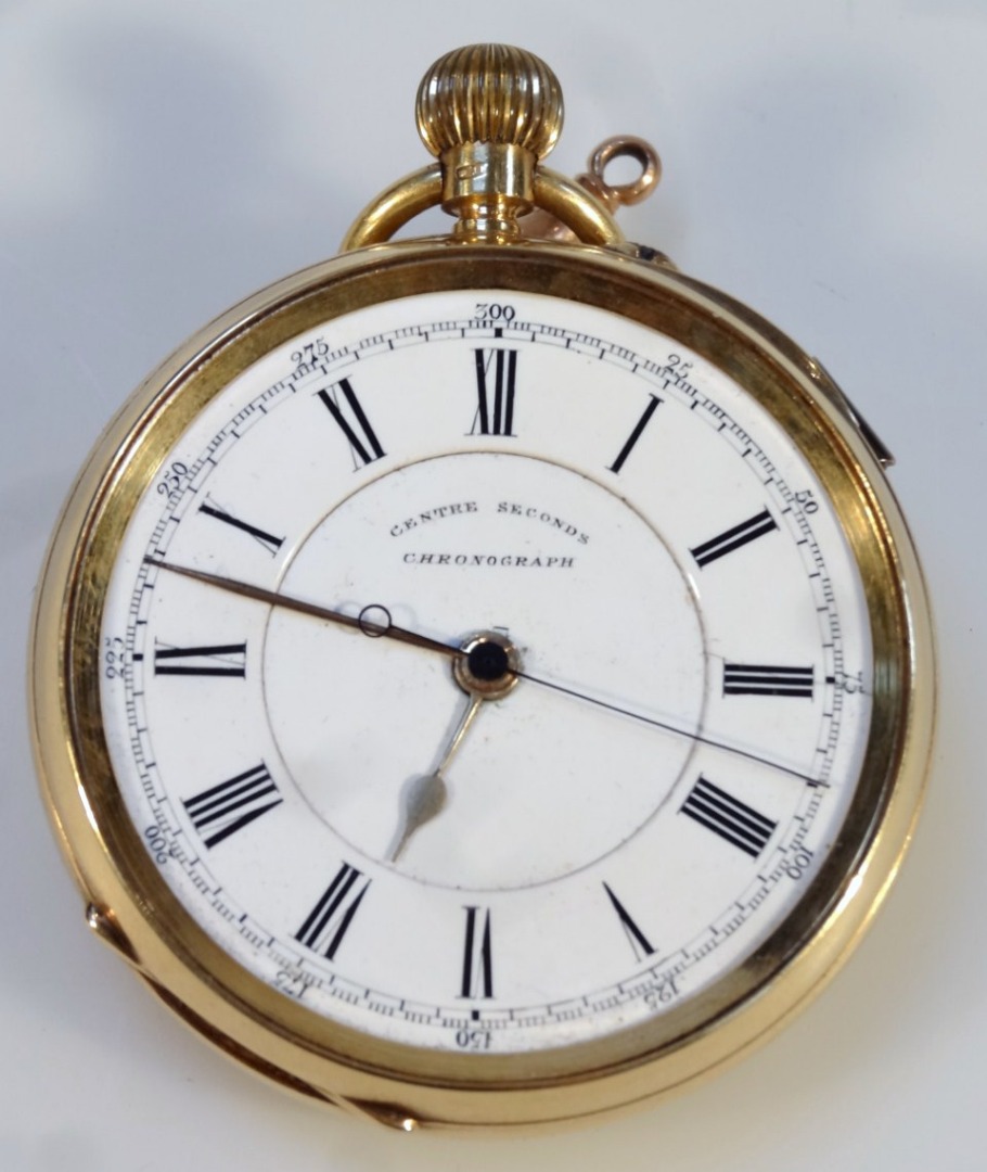 Appraisal: A Victorian gentleman's ct gold open face chronograph a cm