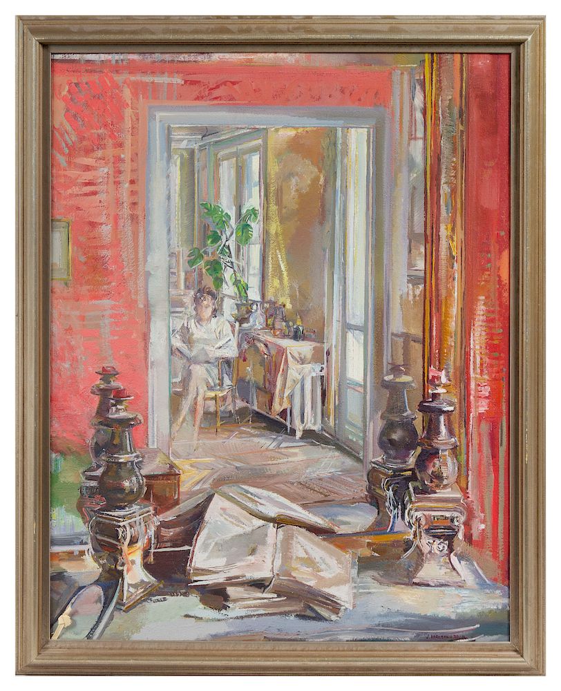 Appraisal: J Hartmann J Hartmann th Century Interior Scene with Seated