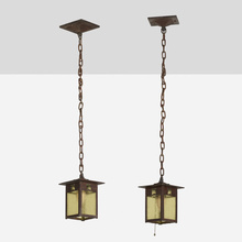 Appraisal: Gustav Stickley RARE HANGING LANTERNS MODEL PAIR USA c hammered