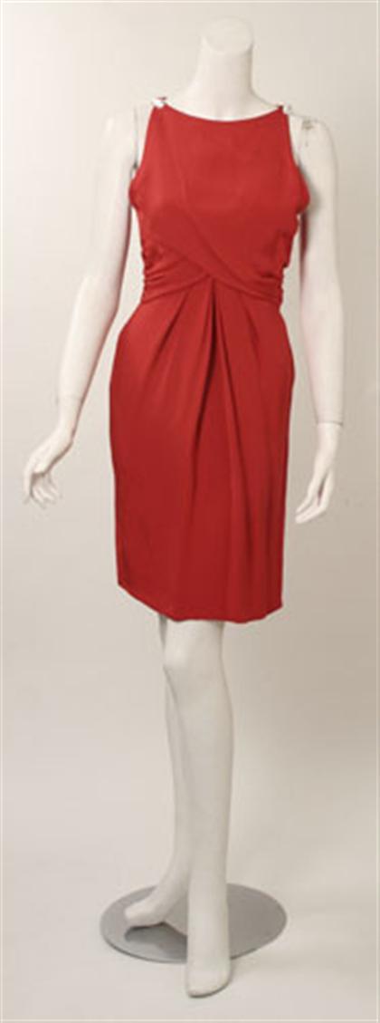 Appraisal: Bill Blass red silk cocktail dress contemporary Sleeveless tailored sheath