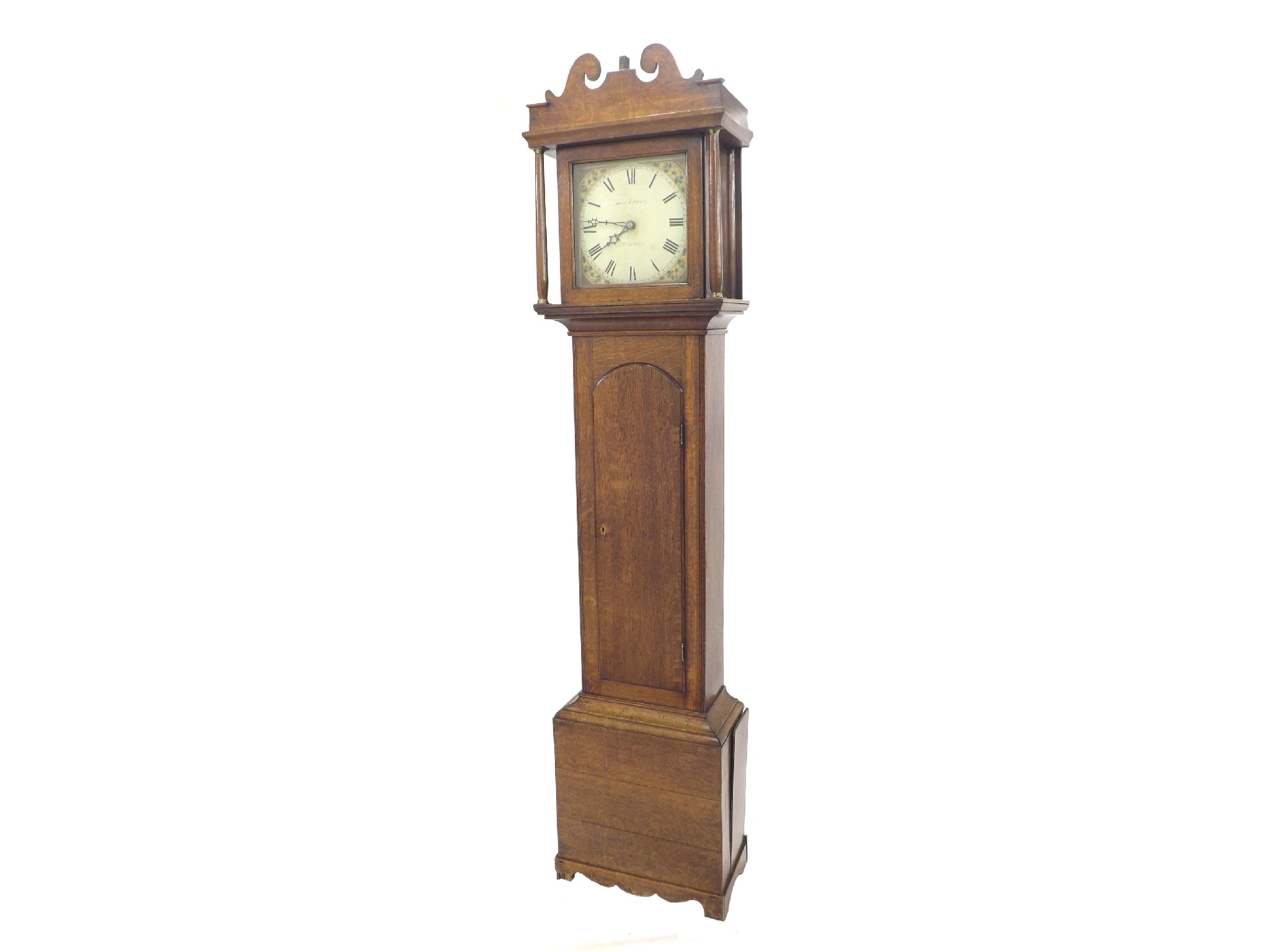 Appraisal: Oak thirty hour longcase clock the square painted dial signed