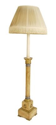 Appraisal: An onyx column floor lamp with gilt metal and enamel