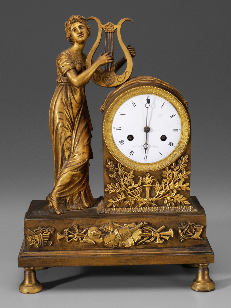 Appraisal: Empire Gilt Bronze Shelf Clock French early th century dial