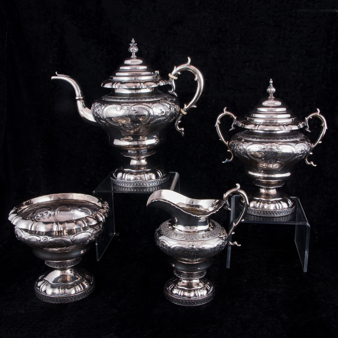 Appraisal: A PC AMERICAN GALE WOOD HUGHES COIN SILVER TEA SERVICE