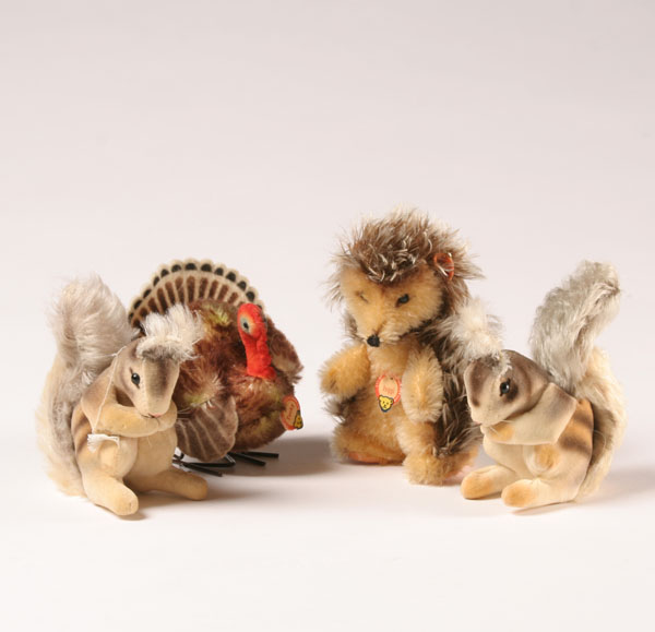 Appraisal: Steiff animals Joggi Tuckey and two squirrels squirrels and hedgehog