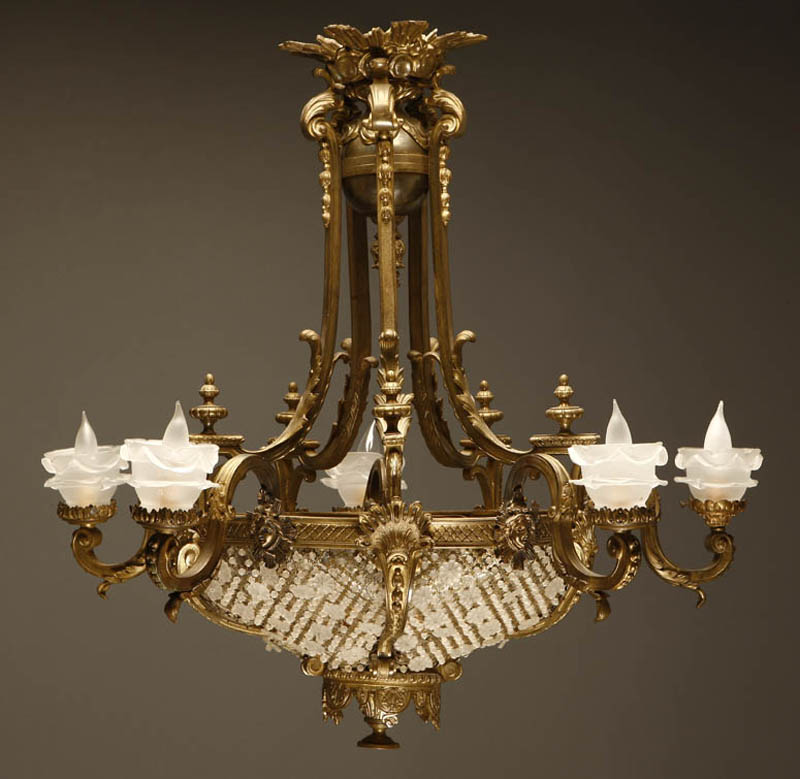 Appraisal: A Louis XIV style gilt-metal glass chandelier A Louis XIV