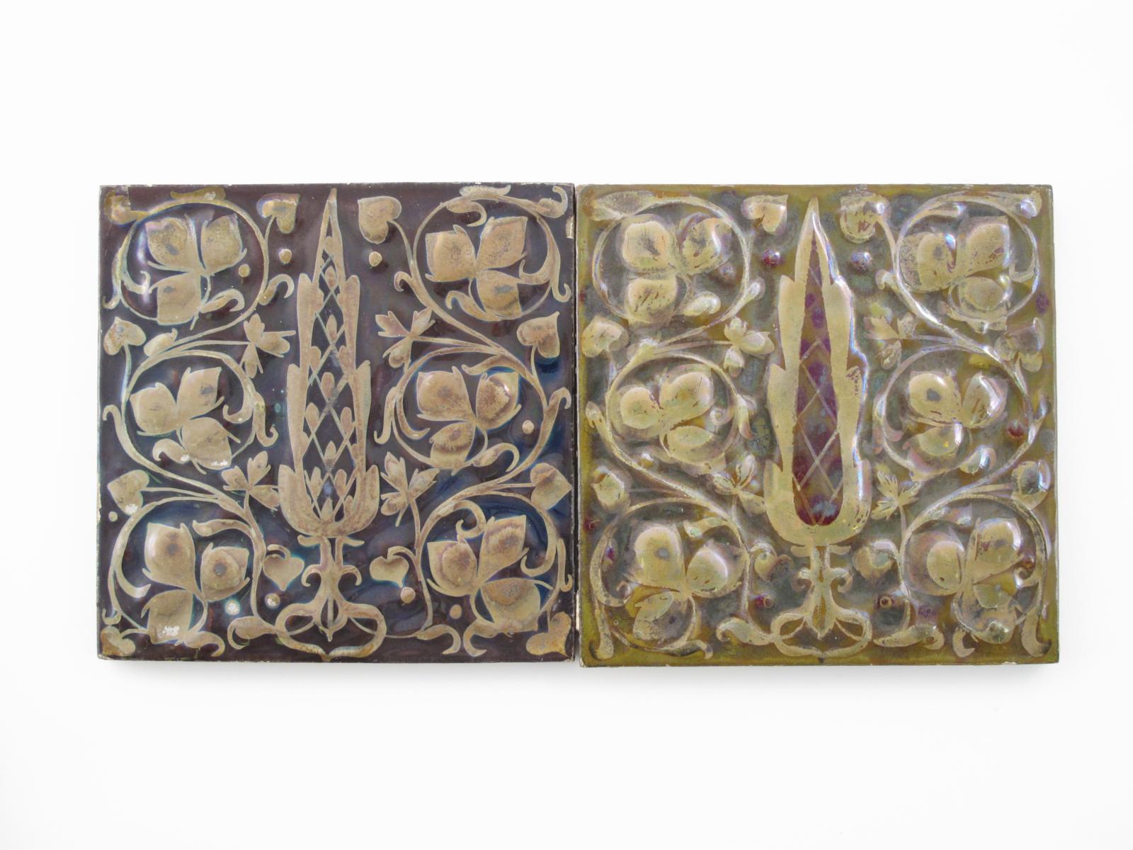 Appraisal: Two Pilkington s Lancastrian lustre tiles exhibited in a fireplace