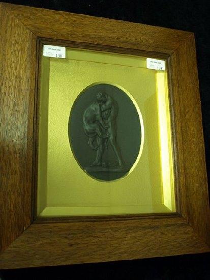 Appraisal: A th Century Wedgwood black basalt plaque Hercules Strangling the