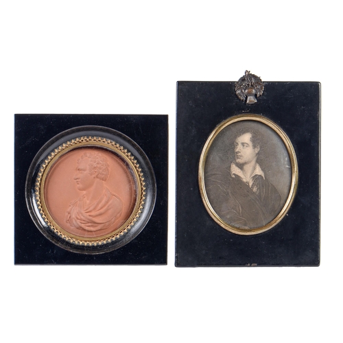 Appraisal: A terracotta portrait medallion of Lord Byron mm diam in