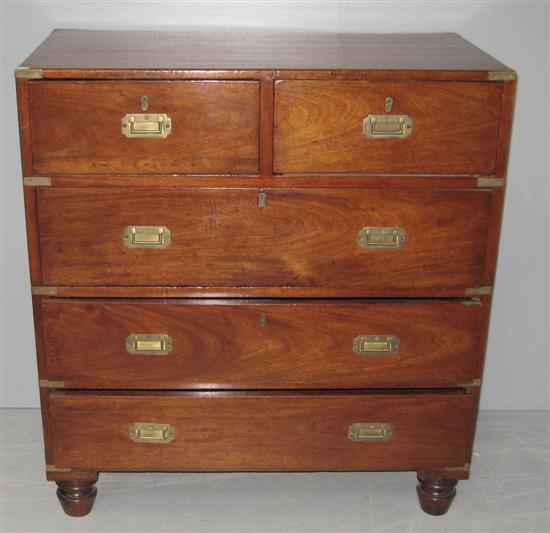 Appraisal: th century mahogany and brass bound military chest top with