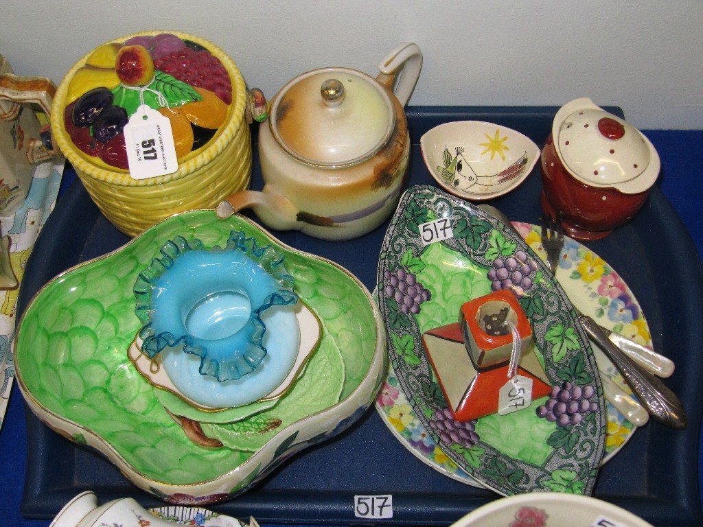 Appraisal: Tray lot of assorted ceramics and glass to include Vaseline