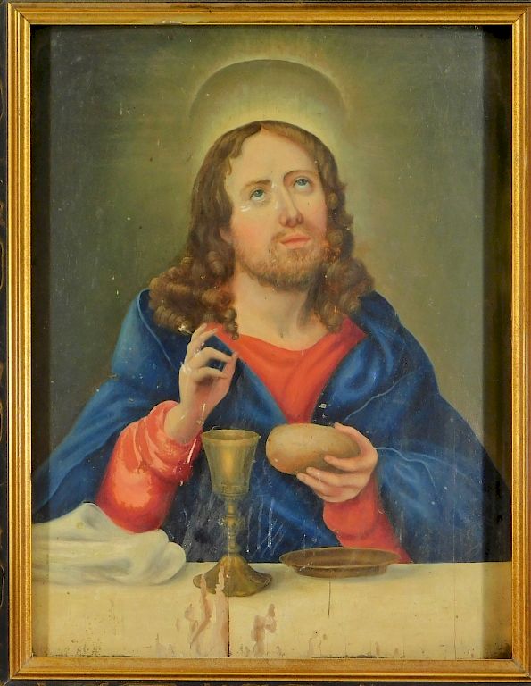 Appraisal: C European Pre Raphaelite Christ Icon Painting Europe th Century