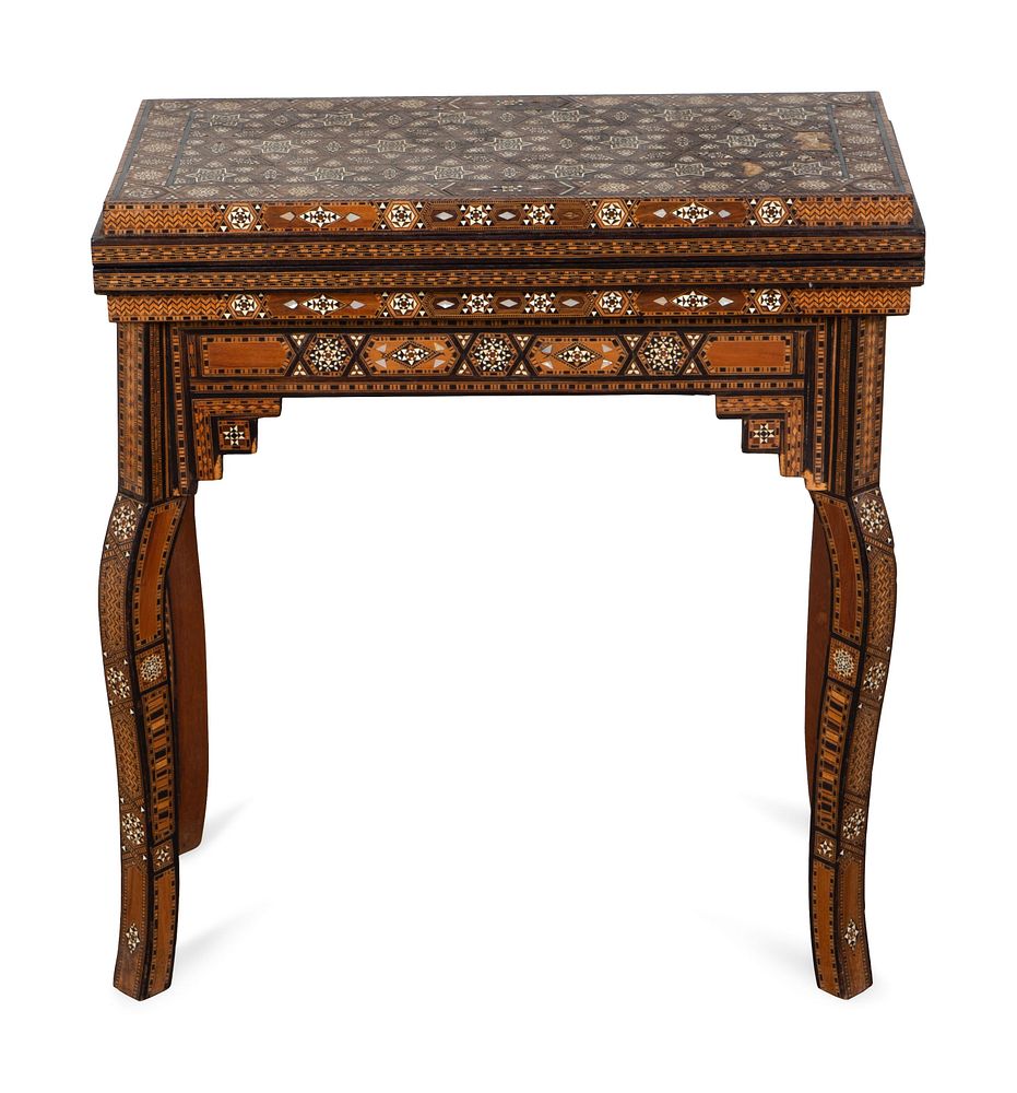 Appraisal: A Syrian Mother-of-Pearl and Bone Inlaid Games Table Height x