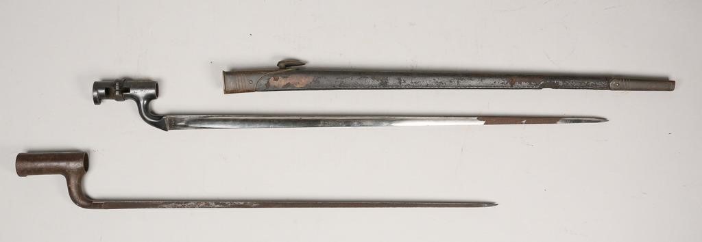 Appraisal: bayonets One possibly a British P Martini Henry socket bayonet