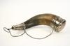 Appraisal: POWDER HORN - Continental silver mounted early powder horn Fitted