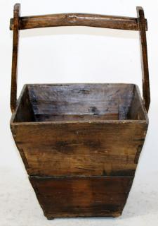 Appraisal: Chinese wooden rice bucket Chinese wooden rice bucket h x