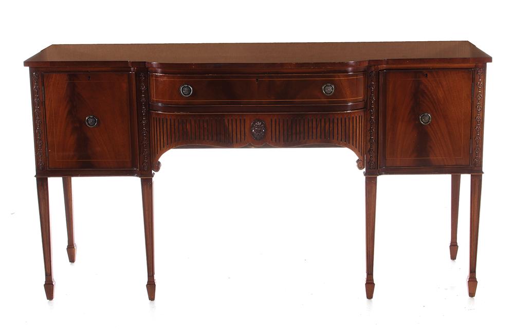 Appraisal: Sheraton style mahogany sideboard H W D