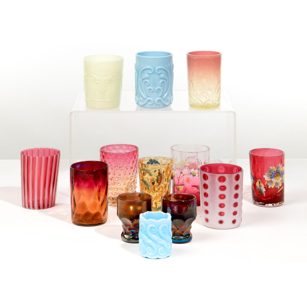 Appraisal: MOSER GLASS ASSORTMENT tumblers of various sizes and colors including